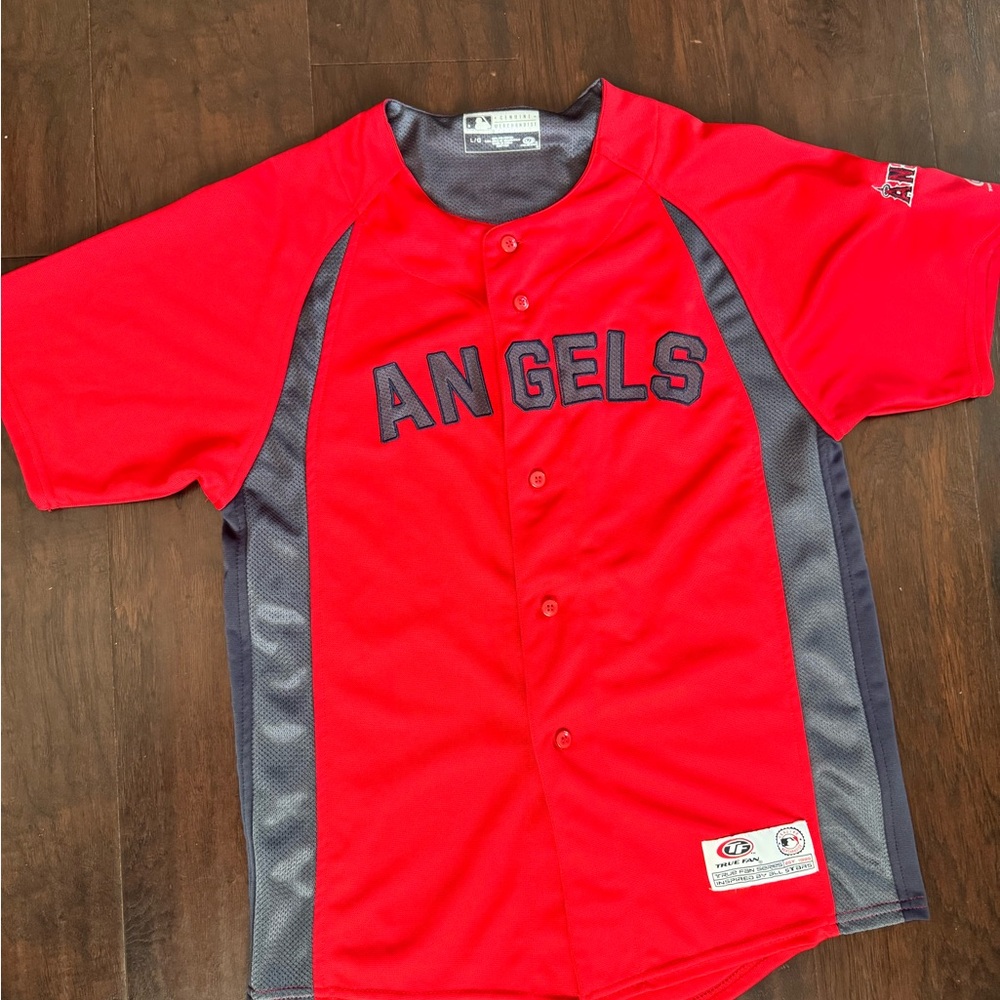 Red and Gray Kids Angels Baseball Jersey